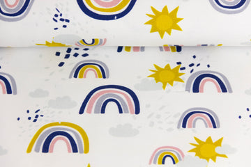 French Terry mit Regenbogen und Sonne, Fräulein von Julie, FVJ-2539, ecru, 0,5 m
